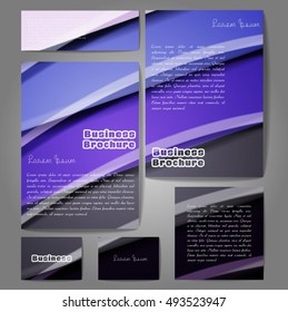 Corporate identity template set. Business stationery mock-up with colorful fading stripes. Branding design. Letter envelope, card, catalog, paper, notebook, presentation, letterhead. Vector