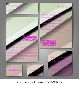 Corporate identity template set. Business stationery mock-up with colorful fading stripes. Branding design. Letter envelope, card, catalog, paper, notebook, presentation, letterhead. Vector