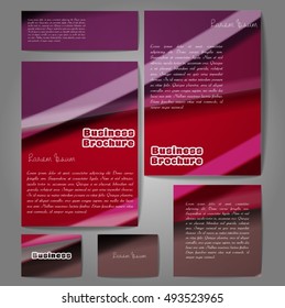 Corporate identity template set. Business stationery mock-up with colorful fading stripes. Branding design. Letter envelope, card, catalog, paper, notebook, presentation, letterhead. Vector