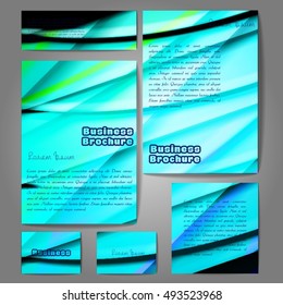 Corporate identity template set. Business stationery mock-up with colorful fading stripes. Branding design. Letter envelope, card, catalog, paper, notebook, presentation, letterhead. Vector