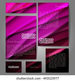 Corporate identity template set. Business stationery mock-up with colorful fading stripes. Branding design. Letter envelope, card, catalog, paper, notebook, presentation, letterhead. Vector