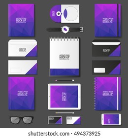 Corporate identity template set. Business stationery mock-up with logo. Branding design. Notebook, card, catalog, pen, pencil, badge, tablet pc mobile phone letterhead