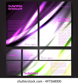 Corporate identity template set. Business stationery mock-up with colorful fading stripes. Branding design. Letter envelope, card, catalog, paper, notebook, presentation, letterhead. Vector