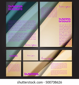 Corporate identity template set. Business stationery mock-up with colorful fading stripes. Branding design. Letter envelope, card, catalog, paper, notebook, presentation, letterhead. Vector