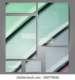 Corporate identity template set. Business stationery mock-up with colorful fading stripes. Branding design. Letter envelope, card, catalog, paper, notebook, presentation, letterhead. Vector