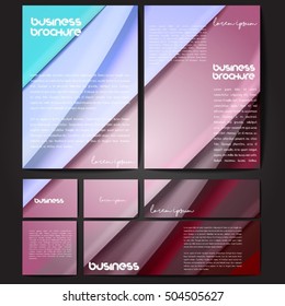 Corporate identity template set. Business stationery mock-up with colorful fading stripes. Branding design. Letter envelope, card, catalog, paper, notebook, presentation, letterhead. Vector