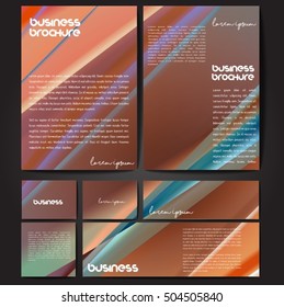 Corporate identity template set. Business stationery mock-up with colorful fading stripes. Branding design. Letter envelope, card, catalog, paper, notebook, presentation, letterhead. Vector