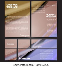Corporate identity template set. Business stationery mock-up with colorful fading stripes. Branding design. Letter envelope, card, catalog, paper, notebook, presentation, letterhead. Vector