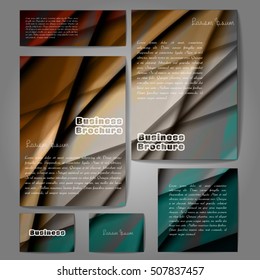Corporate identity template set. Business stationery mock-up with colorful fading stripes. Branding design. Letter envelope, card, catalog, paper, notebook, presentation, letterhead. Vector