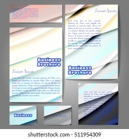 Corporate identity template set. Business stationery mock-up with colorful fading stripes. Branding design. Letter envelope, card, catalog, paper, notebook, presentation, letterhead. Vector