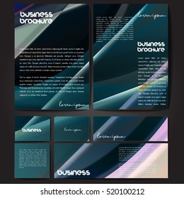 Corporate identity template set. Business stationery mock-up with colorful fading stripes. Branding design. Letter envelope, card, catalog, paper, notebook, presentation, letterhead. Vector