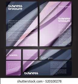 Corporate identity template set. Business stationery mock-up with colorful fading stripes. Branding design. Letter envelope, card, catalog, paper, notebook, presentation, letterhead. Vector
