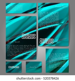 Corporate identity template set. Business stationery mock-up with colorful fading stripes. Branding design. Letter envelope, card, catalog, paper, notebook, presentation, letterhead. Vector