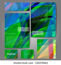 Corporate identity template set. Business stationery mock-up with colorful fading stripes. Branding design. Letter envelope, card, catalog, paper, notebook, presentation, letterhead. Vector