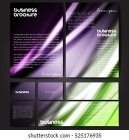 Corporate identity template set. Business stationery mock-up with colorful fading stripes. Branding design. Letter envelope, card, catalog, paper, notebook, presentation, letterhead. Vector
