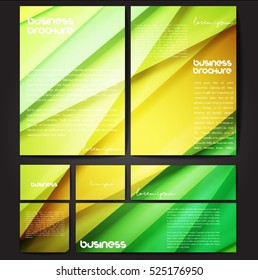 Corporate identity template set. Business stationery mock-up with colorful fading stripes. Branding design. Letter envelope, card, catalog, paper, notebook, presentation, letterhead. Vector