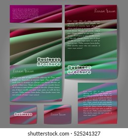 Corporate identity template set. Business stationery mock-up with colorful fading stripes. Branding design. Letter envelope, card, catalog, paper, notebook, presentation, letterhead. Vector