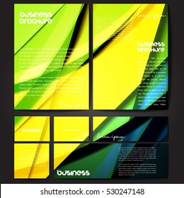 Corporate identity template set. Business stationery mock-up with colorful fading stripes. Branding design. Letter envelope, card, catalog, paper, notebook, presentation, letterhead. Vector