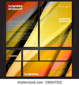 Corporate identity template set. Business stationery mock-up with colorful fading stripes. Branding design. Letter envelope, card, catalog, paper, notebook, presentation, letterhead. Vector