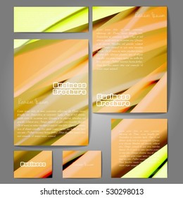 Corporate identity template set. Business stationery mock-up with colorful fading stripes. Branding design. Letter envelope, card, catalog, paper, notebook, presentation, letterhead. Vector