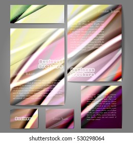 Corporate identity template set. Business stationery mock-up with colorful fading stripes. Branding design. Letter envelope, card, catalog, paper, notebook, presentation, letterhead. Vector