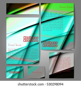 Corporate identity template set. Business stationery mock-up with colorful fading stripes. Branding design. Letter envelope, card, catalog, paper, notebook, presentation, letterhead. Vector