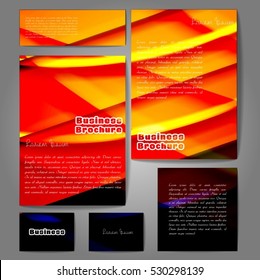 Corporate identity template set. Business stationery mock-up with colorful fading stripes. Branding design. Letter envelope, card, catalog, paper, notebook, presentation, letterhead. Vector