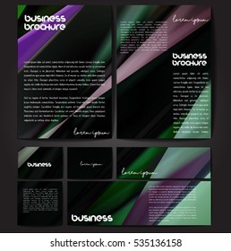 Corporate identity template set. Business stationery mock-up with colorful fading stripes. Branding design. Letter envelope, card, catalog, paper, notebook, presentation, letterhead. Vector