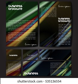 Corporate identity template set. Business stationery mock-up with colorful fading stripes. Branding design. Letter envelope, card, catalog, paper, notebook, presentation, letterhead. Vector