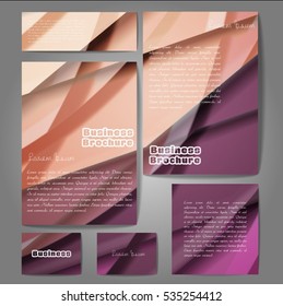 Corporate identity template set. Business stationery mock-up with colorful fading stripes. Branding design. Letter envelope, card, catalog, paper, notebook, presentation, letterhead. Vector