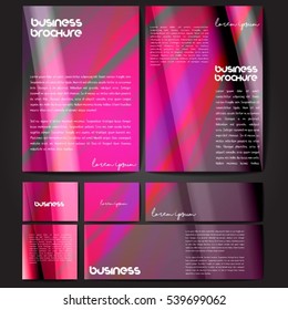 Corporate identity template set. Business stationery mock-up with colorful fading stripes. Branding design. Letter envelope, card, catalog, paper, notebook, presentation, letterhead. Vector