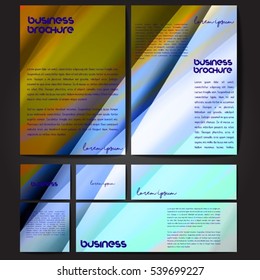 Corporate identity template set. Business stationery mock-up with colorful fading stripes. Branding design. Letter envelope, card, catalog, paper, notebook, presentation, letterhead. Vector