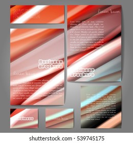 Corporate identity template set. Business stationery mock-up with colorful fading stripes. Branding design. Letter envelope, card, catalog, paper, notebook, presentation, letterhead. Vector