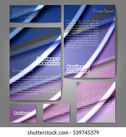 Corporate identity template set. Business stationery mock-up with colorful fading stripes. Branding design. Letter envelope, card, catalog, paper, notebook, presentation, letterhead. Vector