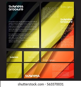 Corporate identity template set. Business stationery mock-up with colorful fading stripes. Branding design. Letter envelope, card, catalog, paper, notebook, presentation, letterhead. Vector