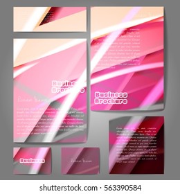 Corporate identity template set. Business stationery mock-up with colorful fading stripes. Branding design. Letter envelope, card, catalog, paper, notebook, presentation, letterhead. Vector