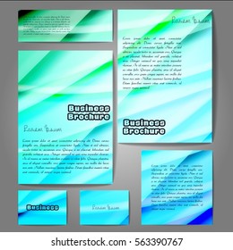 Corporate identity template set. Business stationery mock-up with colorful fading stripes. Branding design. Letter envelope, card, catalog, paper, notebook, presentation, letterhead. Vector
