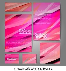 Corporate identity template set. Business stationery mock-up with colorful fading stripes. Branding design. Letter envelope, card, catalog, paper, notebook, presentation, letterhead. Vector