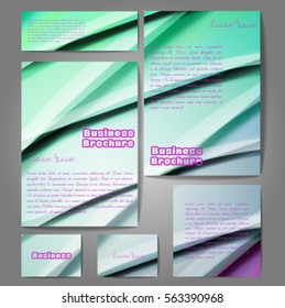 Corporate identity template set. Business stationery mock-up with colorful fading stripes. Branding design. Letter envelope, card, catalog, paper, notebook, presentation, letterhead. Vector