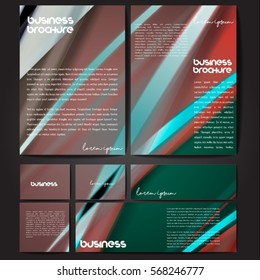 Corporate identity template set. Business stationery mock-up with colorful fading stripes. Branding design. Letter envelope, card, catalog, paper, notebook, presentation, letterhead. Vector