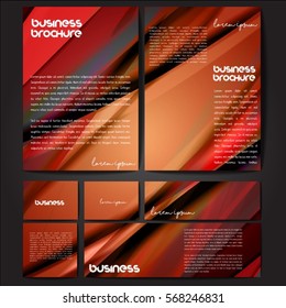 Corporate identity template set. Business stationery mock-up with colorful fading stripes. Branding design. Letter envelope, card, catalog, paper, notebook, presentation, letterhead. Vector