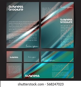 Corporate identity template set. Business stationery mock-up with colorful fading stripes. Branding design. Letter envelope, card, catalog, paper, notebook, presentation, letterhead. Vector