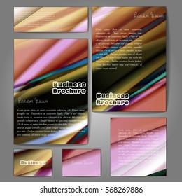 Corporate identity template set. Business stationery mock-up with colorful fading stripes. Branding design. Letter envelope, card, catalog, paper, notebook, presentation, letterhead. Vector