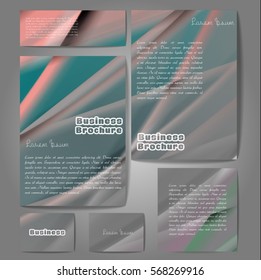 Corporate identity template set. Business stationery mock-up with colorful fading stripes. Branding design. Letter envelope, card, catalog, paper, notebook, presentation, letterhead. Vector