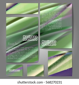 Corporate identity template set. Business stationery mock-up with colorful fading stripes. Branding design. Letter envelope, card, catalog, paper, notebook, presentation, letterhead. Vector