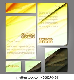 Corporate identity template set. Business stationery mock-up with colorful fading stripes. Branding design. Letter envelope, card, catalog, paper, notebook, presentation, letterhead. Vector