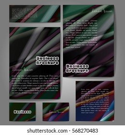 Corporate identity template set. Business stationery mock-up with colorful fading stripes. Branding design. Letter envelope, card, catalog, paper, notebook, presentation, letterhead. Vector