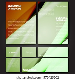 Corporate identity template set. Business stationery mock-up with colorful fading stripes. Branding design. Letter envelope, card, catalog, paper, notebook, presentation, letterhead. Vector