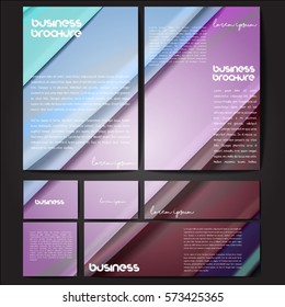 Corporate identity template set. Business stationery mock-up with colorful fading stripes. Branding design. Letter envelope, card, catalog, paper, notebook, presentation, letterhead. Vector