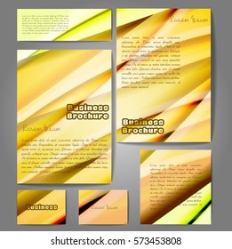 Corporate identity template set. Business stationery mock-up with colorful fading stripes. Branding design. Letter envelope, card, catalog, paper, notebook, presentation, letterhead. Vector